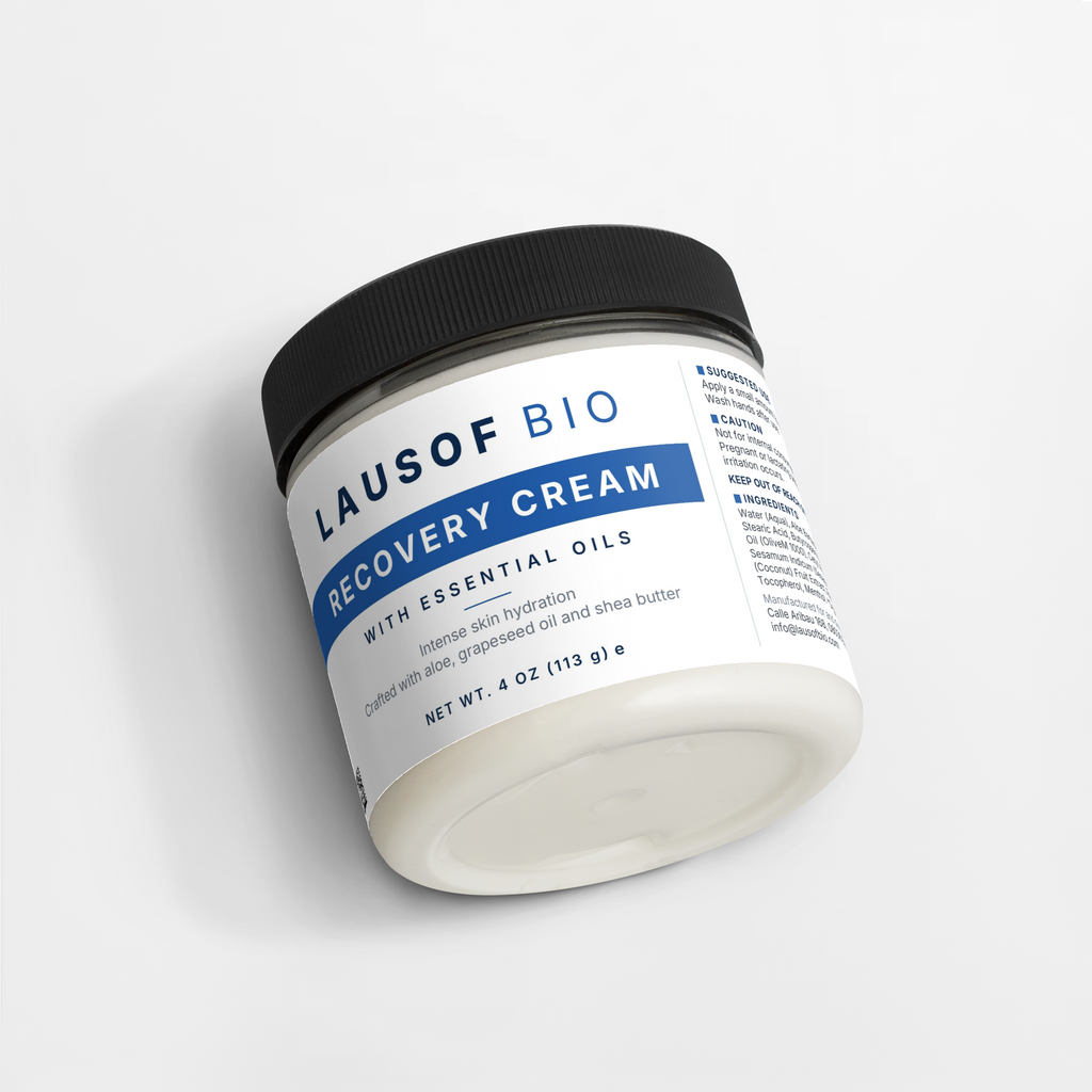 LAUSOF BIO Recovery Cream — cooling aloe and shea body cream jar, 4 oz, alternate angle