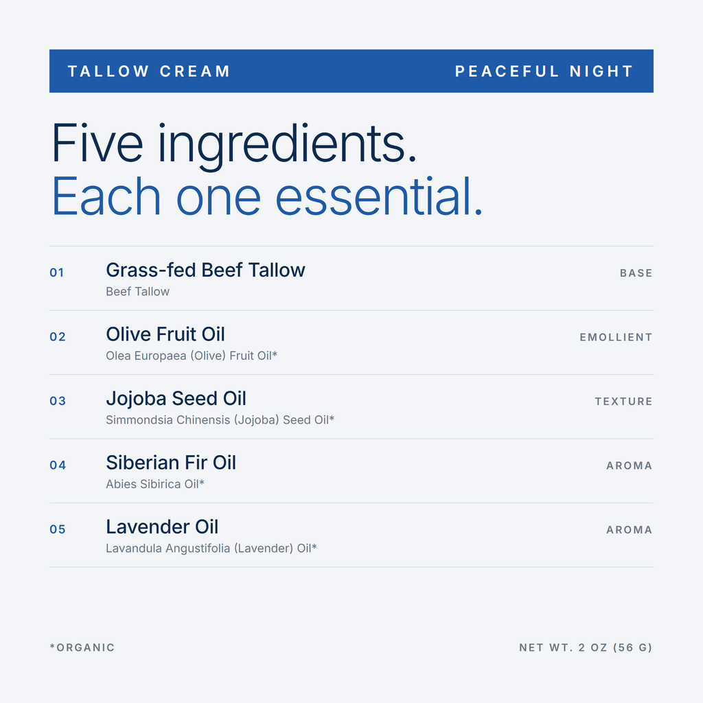 Tallow Cream Peaceful Night — Key ingredients