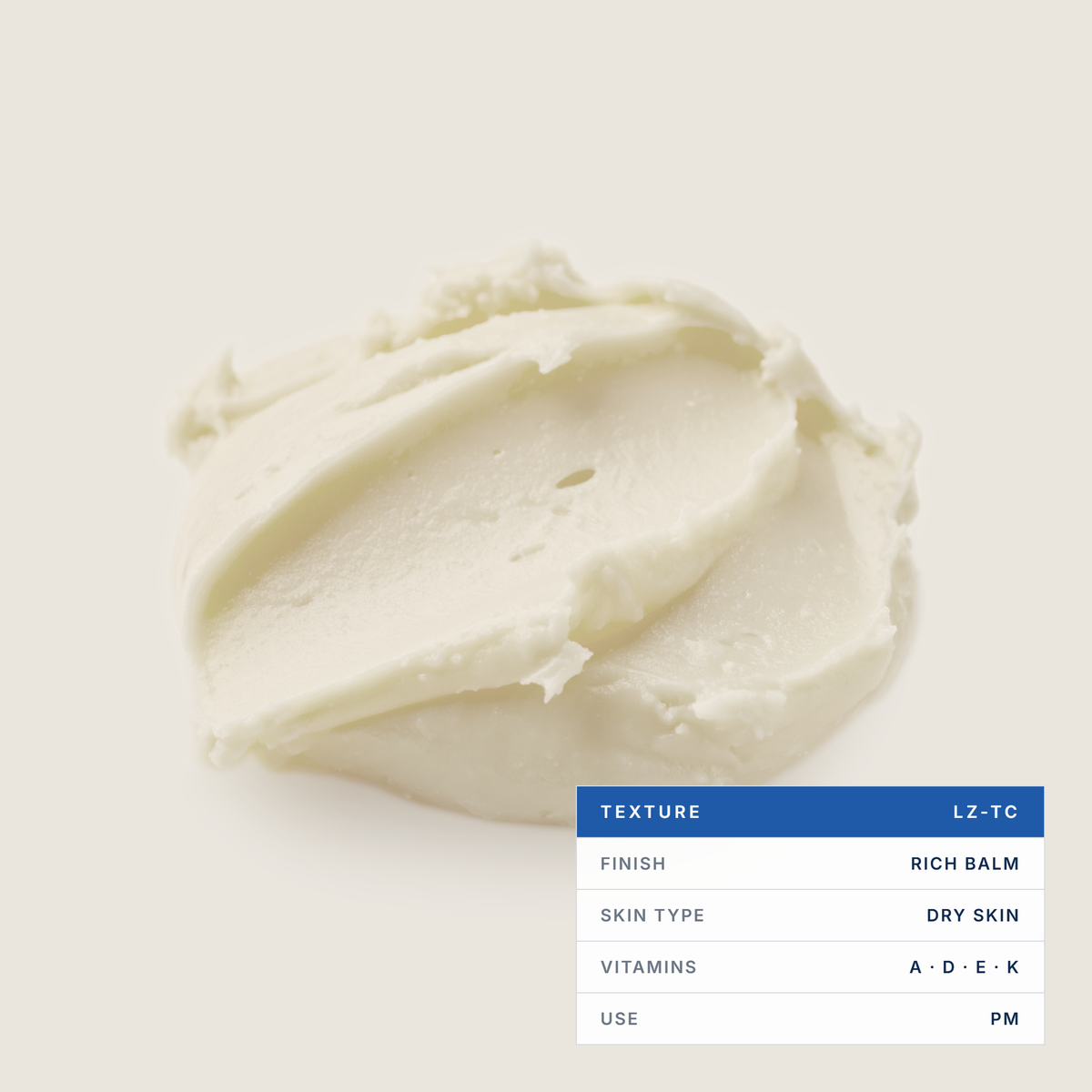 Tallow Cream Peaceful Night — Texture and spec sheet